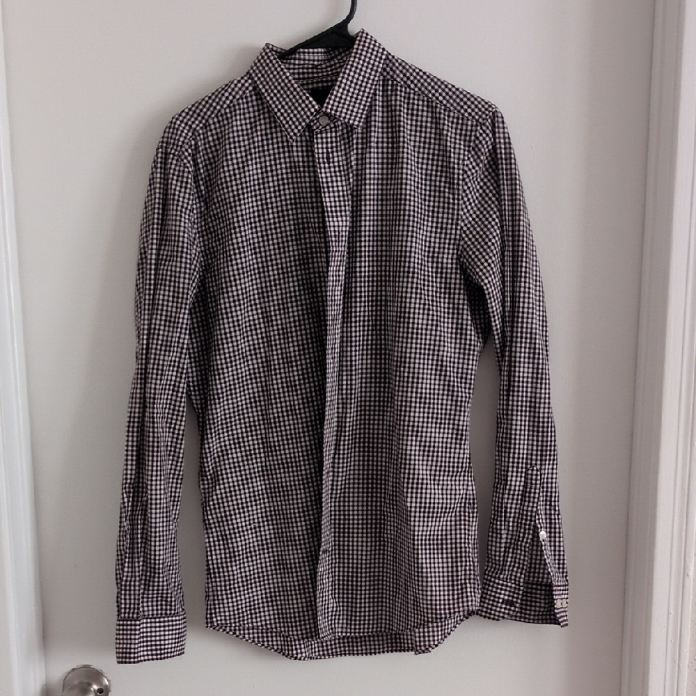 H&M Maroon and White Checkered Casual Shirt